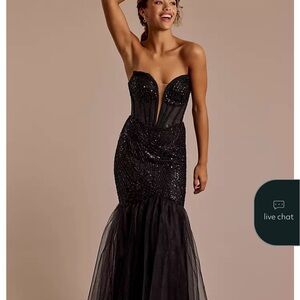 Elegant Strapless Black Gown